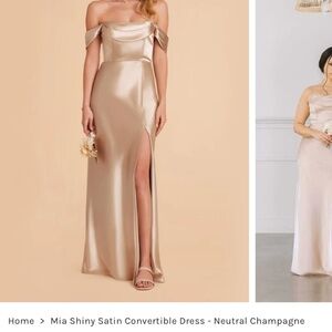 Birdy Grey Mia Shiny Satin Convertible Dress - Neutral Champagne